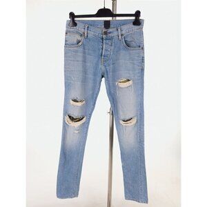 EN NOIR Mens 30 Cobain Denim Jeans Camo Underlays in Light Blue Wash